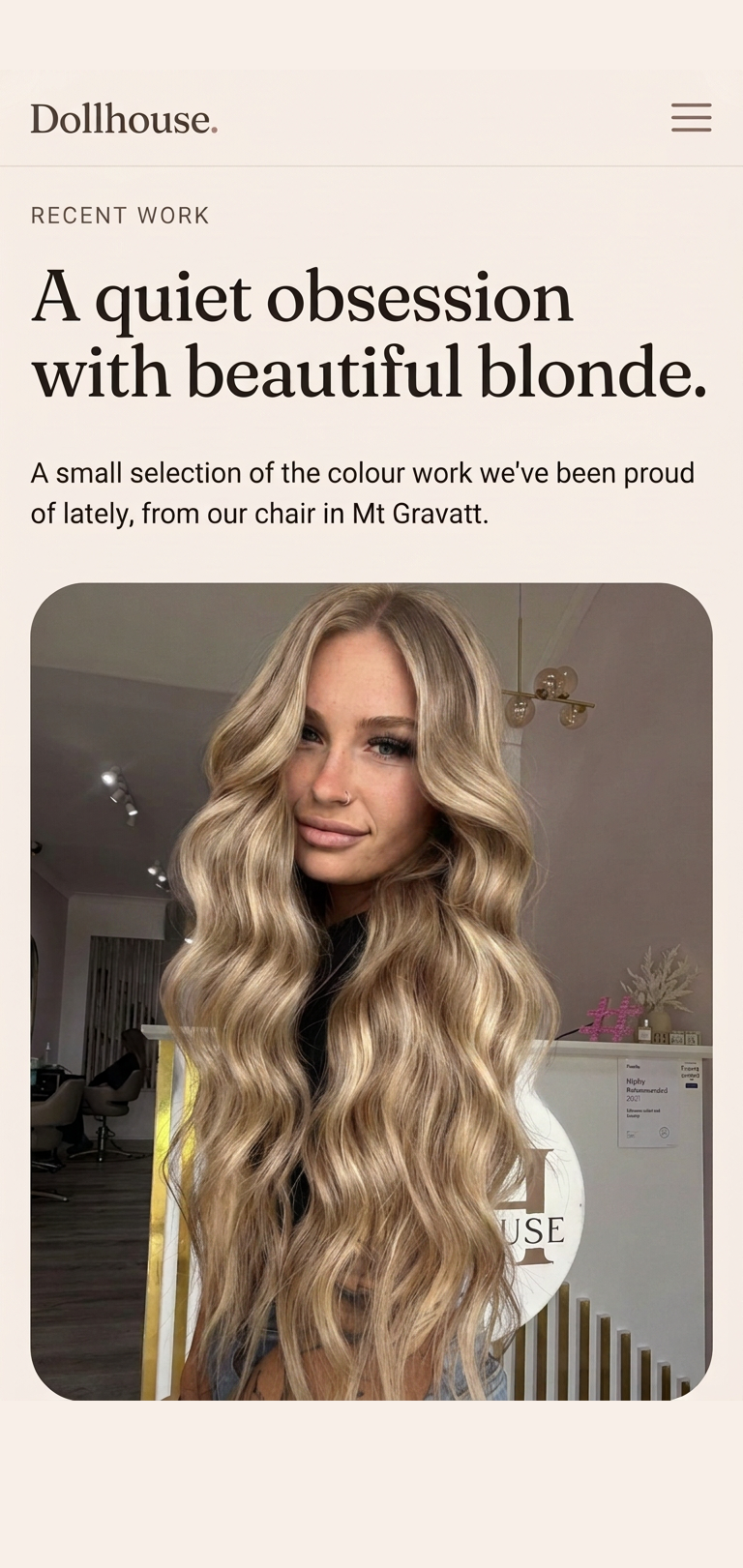 Dollhouse Hair — Hair Salon small business website design example
